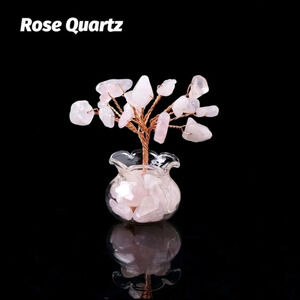 Natural Rose Quartz Gemstone Mini Crystal Gravel Tree True Love Empathy Stone
